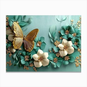 Butterfly And Flowers 7 Canvas Print