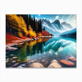 Mountain Lake In Autumn 7 Canvas Print