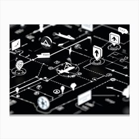 A Detailed Graphic Illustration Of Global Positioning System Icons And Symbols Floating Seamlessly 2 1 Canvas Print