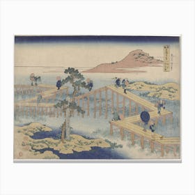 Ancient View Of Yatsuhashi In Mikawa Province , Katsushika Hokusai Canvas Print
