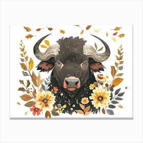 Little Floral Buffalo 2 Canvas Print