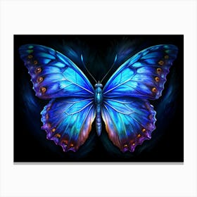 Blue Butterfly With Purple And Orange Highlights Canvas Print