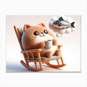 Cat In Rocking Chair 3 Canvas Print