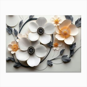 3d Flowers Background With Circle Canvas Print