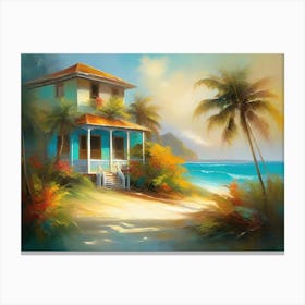 House On The Beach Tropical Canvas Print