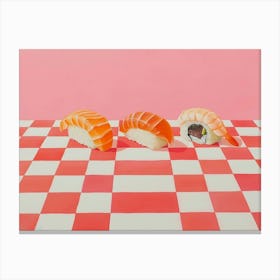 Sushi Pink Checkerboard 4 Canvas Print