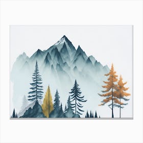 Mountain And Forest In Minimalist Watercolor Horizontal Composition 311 Canvas Print