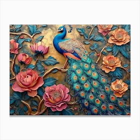 Peacock Painting 13 Canvas Print