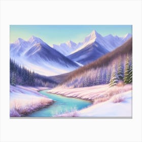 Snow-Kissed Peaks: A Winter Scene 4 Canvas Print