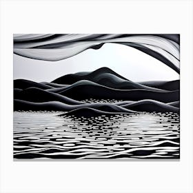 Abstract Painting, black and white monochromatic art, abstract landscape Canvas Print