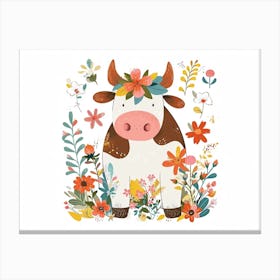 Little Floral Cow 3 Canvas Print