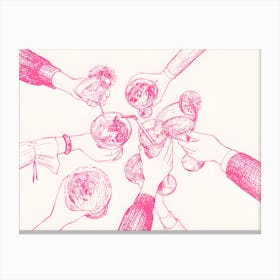 Drawing Of Hands Holding Drinks Canvas Print