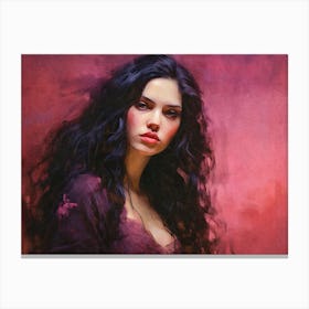 Woman With Long Black Hair 1 Canvas Print