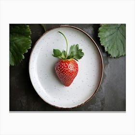 Strawberry On A Plate Canvas Print