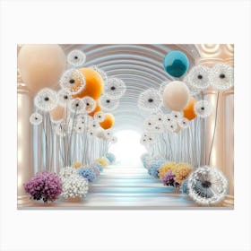 3d Tunnel with Balloons and Dandelions Canvas Print