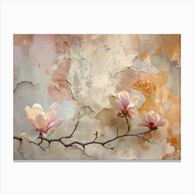 Magnificiant Magnolia On Old Wall In Italy 1 Canvas Print