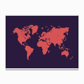 World Map in Purple Canvas Print