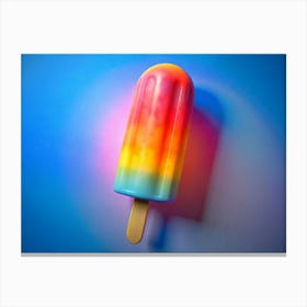 3d Illustration Of A Rainbow Popsicle On A Blue Background 1 Canvas Print