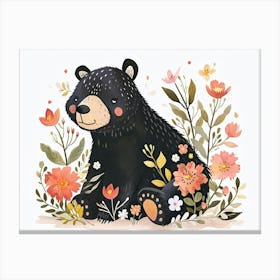 Little Floral Black Bear 2 Canvas Print