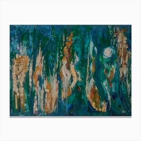 Living Room Wall Art, Autumnal Abstract with Blue Canvas Print