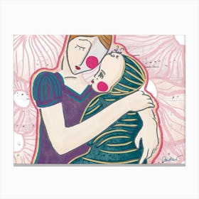 Mother With A Baby Small Child Hugging With Much Love In A Dream Land Canvas Print