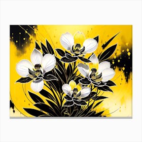 Orchids On Yellow Canvas Print