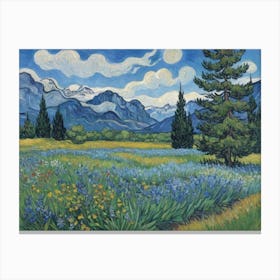 Whispers of the Wilderness Field Of Blue Flowers Canvas Print