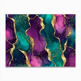 Dark Seamless Pattern Alcohol Ink Golden Texture Blue Green Purple Pink Burgundy Color Luxury 3d 1 Canvas Print