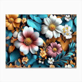 Colorful Flowers and Leaves 3 Canvas Print