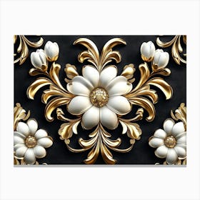 Gold And White Flowers 9 Canvas Print