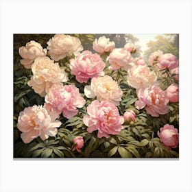 Peonies In The Shade 3 Canvas Print