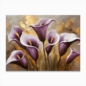 Purple Calla Lily Flowers Still Life Canvas Print