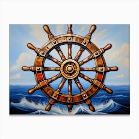 Ship wheel, oil painting 2 Canvas Print