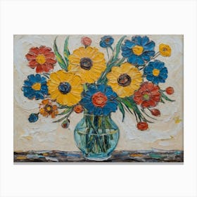 Vase Full Of Flowers On The Table Canvas Print