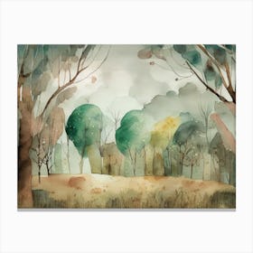 Watercolor Of Trees 4 Canvas Print