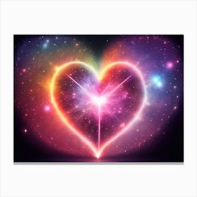 A Colorful Glowing Heart On A Dark Background Horizontal Composition 82 Canvas Print