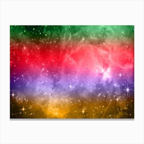 Yellow, Blue, Red, Green Galaxy Space Background Canvas Print