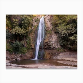 Waterfall In The Mountains Canvas Print