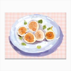 A Plate Of Figs, Top View Food Illustration, Landscape 7 Canvas Print