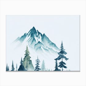 Mountain And Forest In Minimalist Watercolor Horizontal Composition 437 Canvas Print