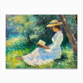 Girl Reading A Book 4 Canvas Print