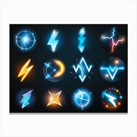 A Collection Of Modern Lightning And Energy Icons Dynamic Curves Emulating The Flow Of Electricity (5) Canvas Print