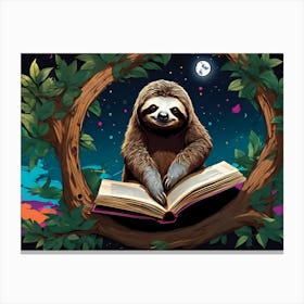 Bookworm Sloth Canvas Print