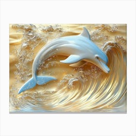 3d Dolphin Art Background Golden 1 Canvas Print