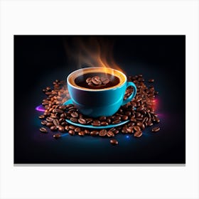 Coffee Cup With Flames Canvas Print