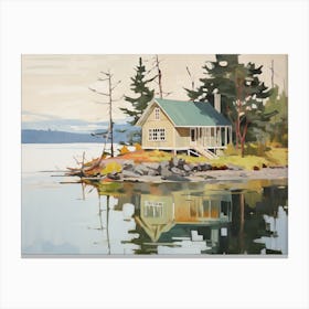 Wooden House At The Lake - expressionism Canvas Print