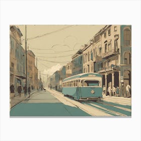 Lisbon Street VECTOR ART Canvas Print