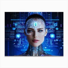 Abstract Cyber Concept Art Illustrating A Head With Neural Circuitry Resembling An Advanced Ai Syste 2 1 Canvas Print