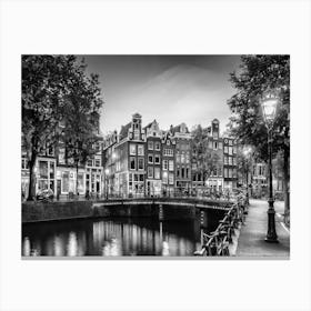 Amsterdam Idyllic Impression From Singel Bw Canvas Print