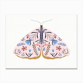 Pink Floral Moth Canvas Print